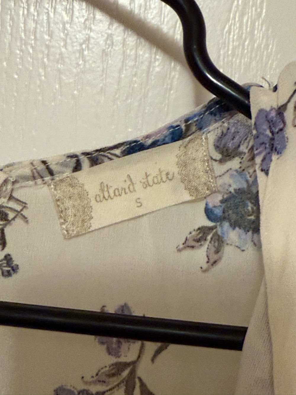 Altar'd State Cream Dress with Blue Floral Print and Ruffle Hem - Picture 4 of 7